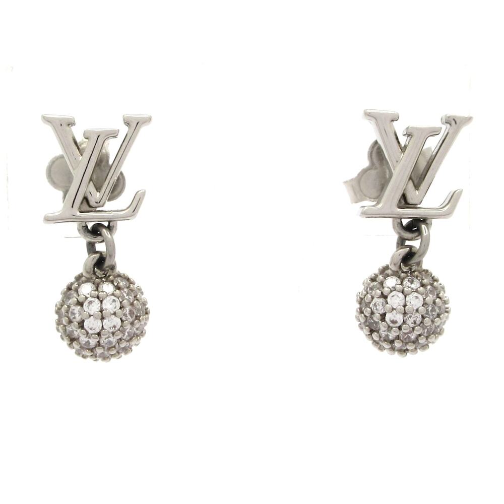 Louis Vuitton Earrings LV Iconic Louisa Strass Earrings M03242 Silver Clear - Picture 1 of 7
